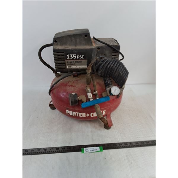 * Porter Cable 135 PSI "Pancake Style" Air Compressor - Tested - 17" High x 16" Dia. - Cannot Ship
