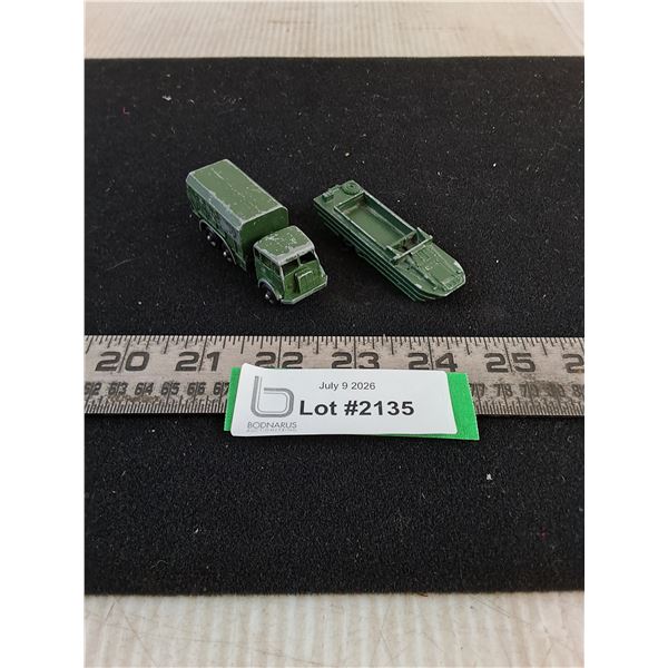(2) Vintage Lesney DUKW Military Diecast Vehicles - Amphibious Boat & Lorry