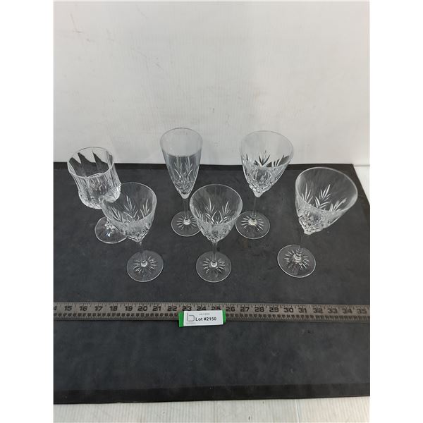 (6) Assorted Crystal Stemmed Wine Glasses