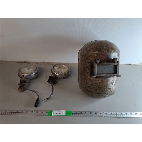 Welding Helmet & (2) Vintage Chopper Lights