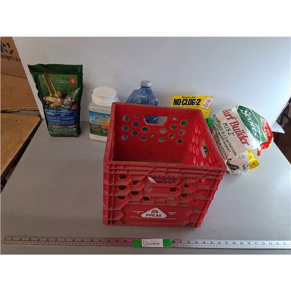 Milk Crate 13" x 13" x 11" & Lawn Seed, Turf Builder, Misc. Can't Ship