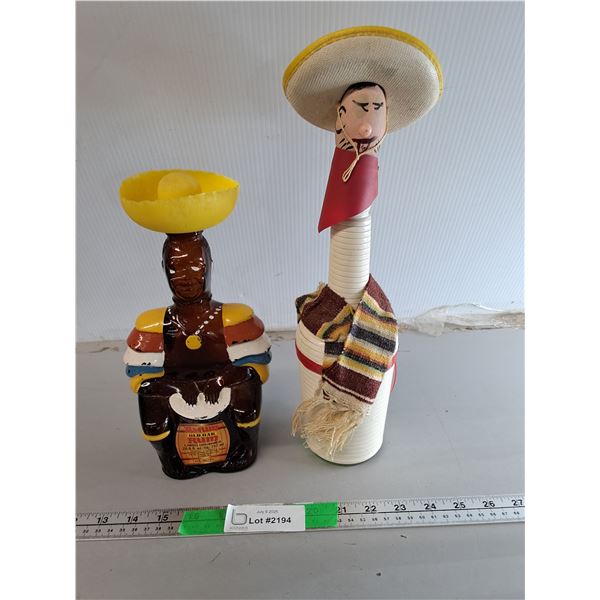 (2) Decorative Liquor Bottles Up to 14"