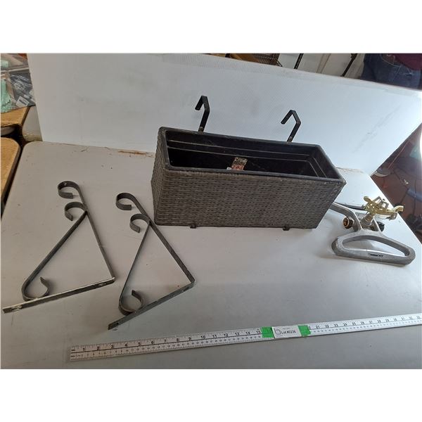Balcony Planter 19.5" x 7" x 7.5", Shelf Brackets, Sprinkler, Cannot Ship
