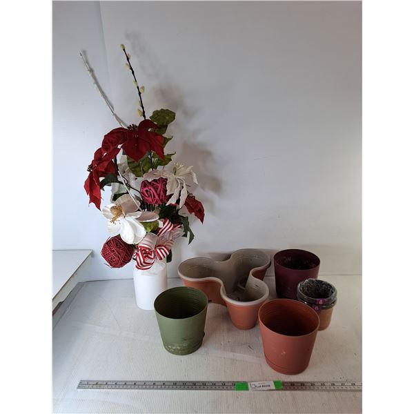 Planters & Artificial Poinsettia 34"- Can't Ship.