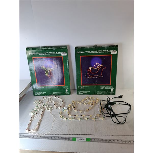 Lightup Sleigh, Candycane Up to 17" & Extension Cord- Both Power On