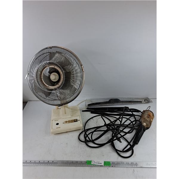 Vintage Fan - Powers On, As Is, Trouble Light & Windshield Wipers - As Is