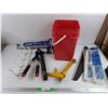 Image 1 : *Bar Clamp, Caulking Gun, 16" Shelf Support, Wall Hanger, Hedge Shears, Misc