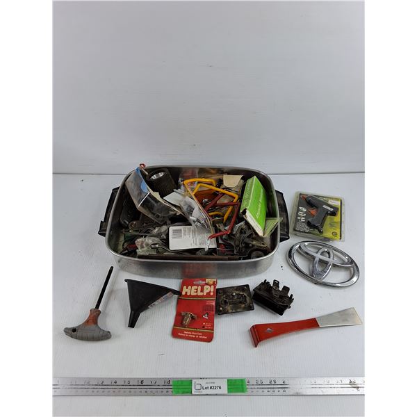 Glue Gun, Toyota Emblem, Radiator Drain Cock, Funnel, Assorted Hardware