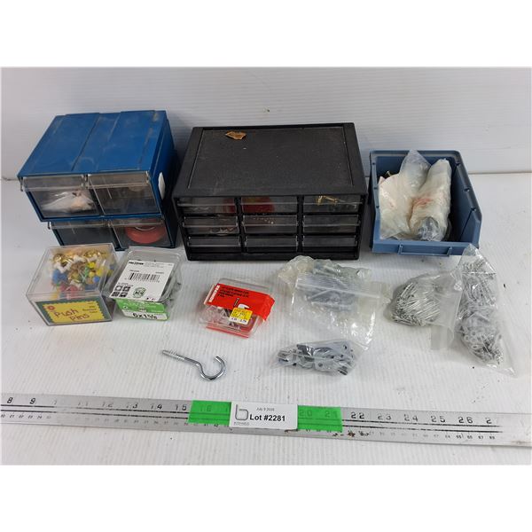 Hardware Organizers, Push Pins, Assorted Hardware