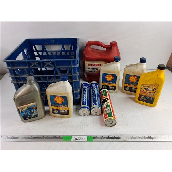Milk Crate, Assorted Motor Oil, All Purpose Grease, PICKUP ONLY