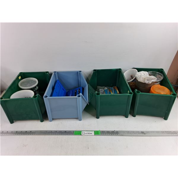 Plastic Stackable Bins & Asssorted Hardware