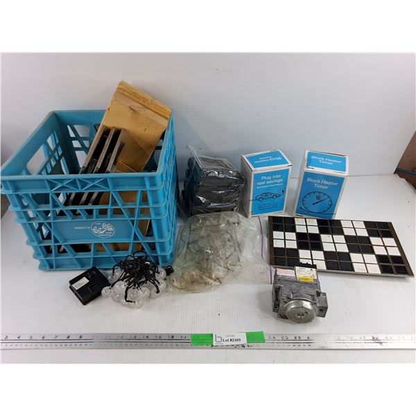 *Glasses, Milk Crate, Block Heater Timers, Hot Plates, Misc, PICKUP ONLY