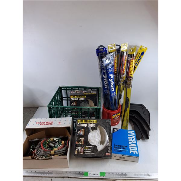 *Assorted Wipers, Plastic Crate, Carburetor Repair Kit, Radio Wires, Clamp Lights, Mud Flaps