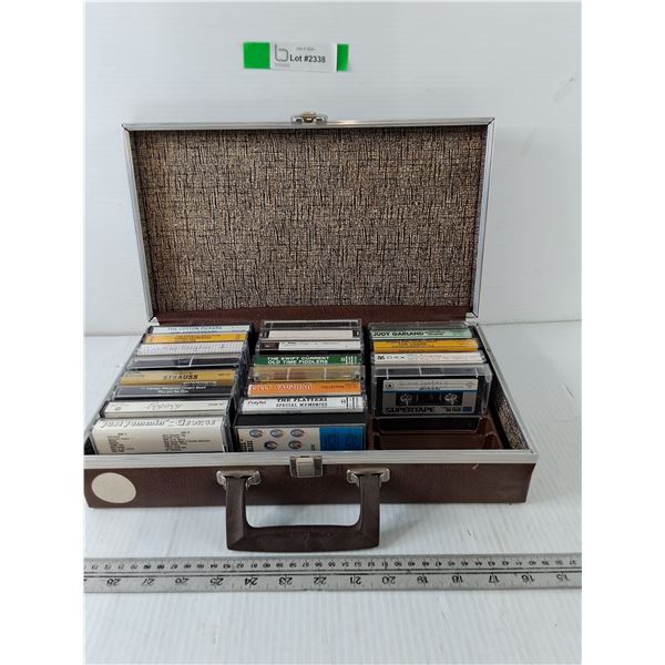 Cassette Carry Case with (21) Cassettes, Billy Vaughn, Judy Garland, Cotton Pickers