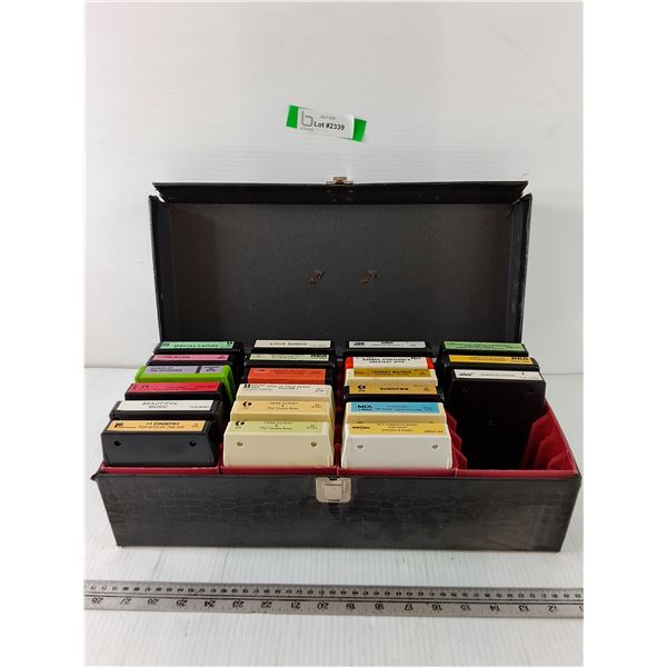 (21) 8-Track Cassettes in Carry Case, Abba, Elvis, Herb Alpert, Johnny Mathis