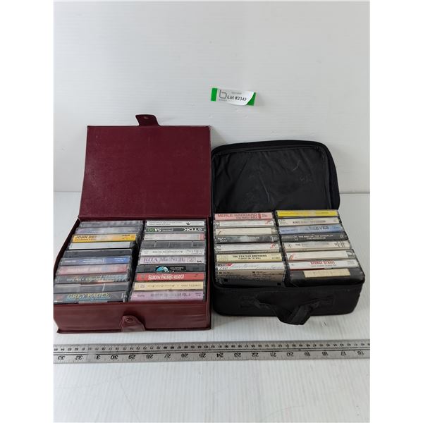 (36) Cassettes in (2) Cassette Carry Cases, Jim Reeves, Elvis, John Denver, George Strait