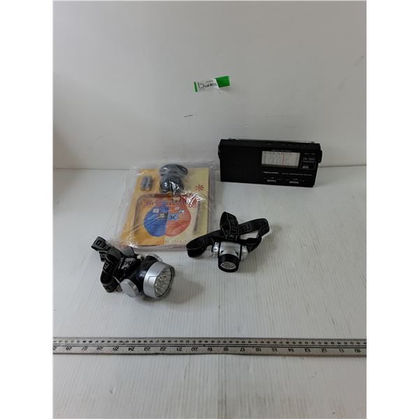 (2) LED Headlamps, Brainwave Tester Toy, Realistic AM/GFM Receiver Radio Tested Working