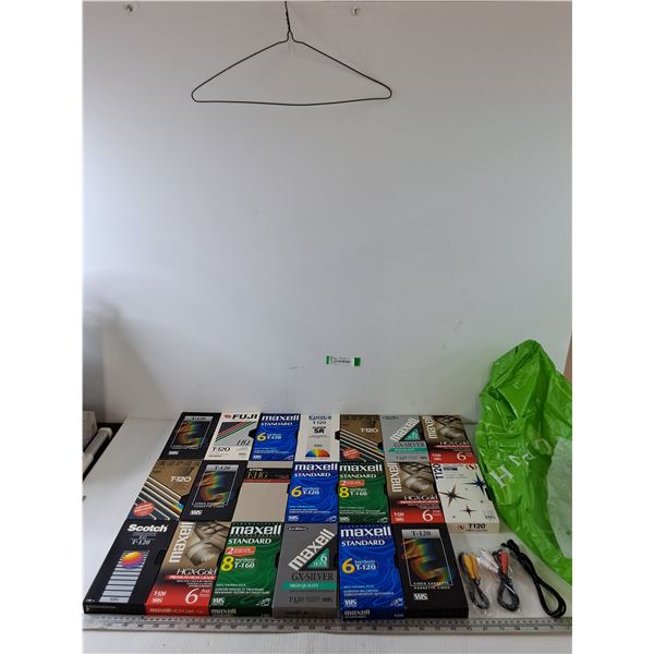 (20) VHS Tapes, A/V Cable Set, Misc Cord