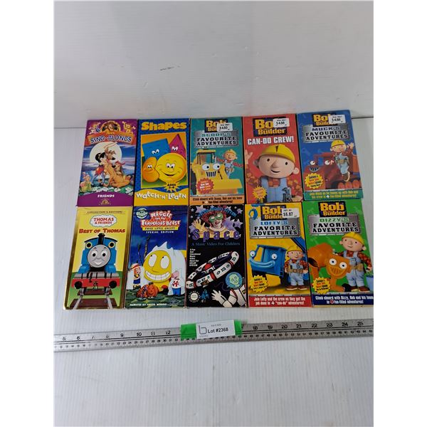 (10) VHS Tapes, Four Sealed, , Bob The Builder, Shapes, Thomas & Friends