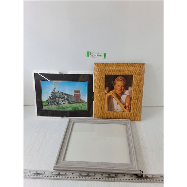 (3) Picture Frames, Picture of Train and Lady