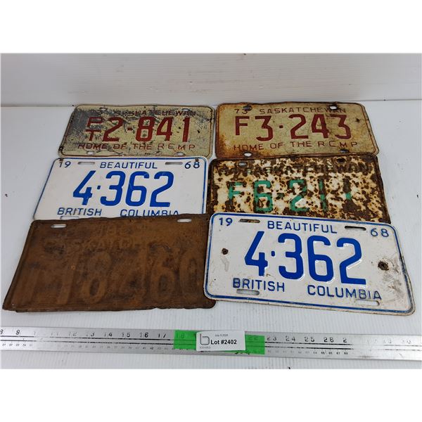 Vintage Saskatchewan & BC License Plates