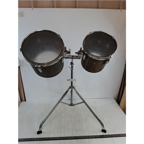 Pair of Tom Tom Drums w/Adjustable Stand