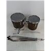 Image 3 : Pair of Tom Tom Drums w/Adjustable Stand
