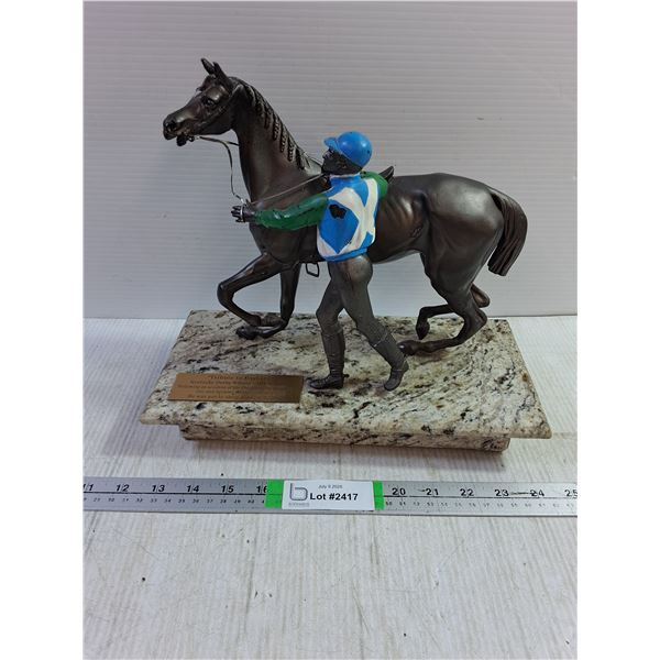 "Tribute to Barbero",Patinated Brass Sculpture in Marble Base-14"x28"x30"
