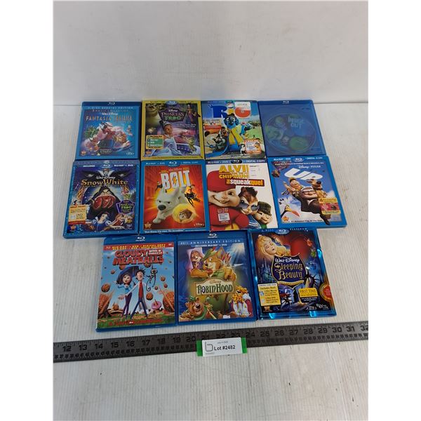 (11) Blu-Ray DVD Kid's Movies - Up, Sleeping Beauty, Rio