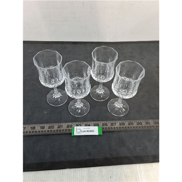 Set of 4 Crystal Stemmed Wine Glasses