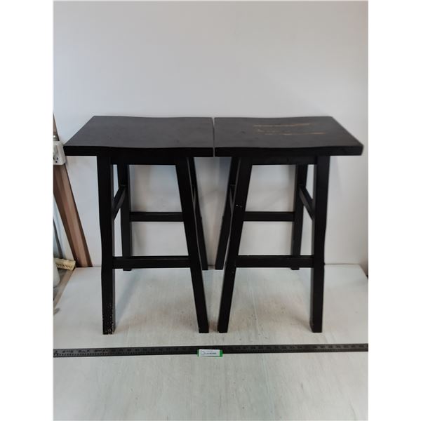 (2) Matching Wooden Bar Stools - 26x15x11" , Cannot Ship