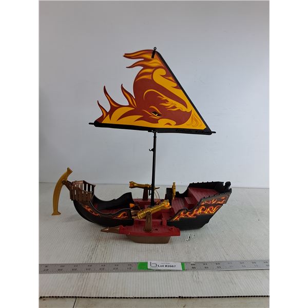 Kids Playmobil Toy Pirate Ship 18" Long ( cannot ship)