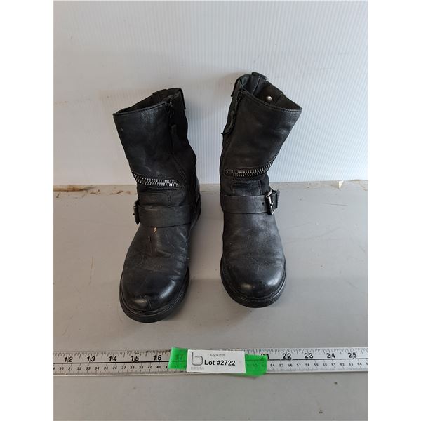 Women's Leather Style Ankle Boots- Size 38