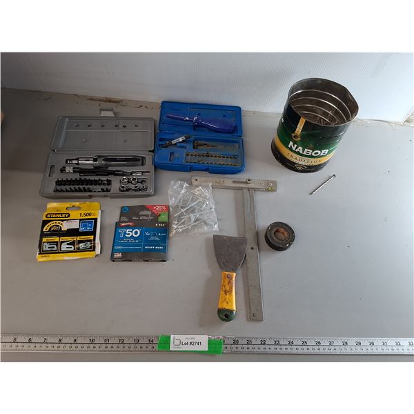 Ratcheting Screwdriver Set, Staples, 3.5" Used Nails, Misc.
