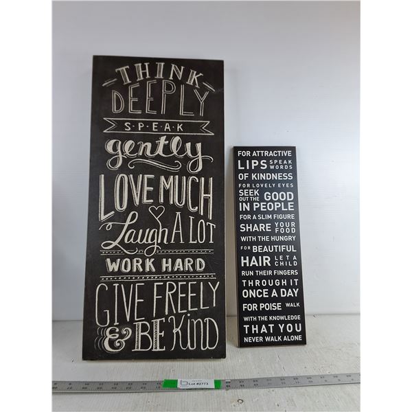 (2) Wall Decor Signs Up To 26"x11" ( cannot ship, as is)