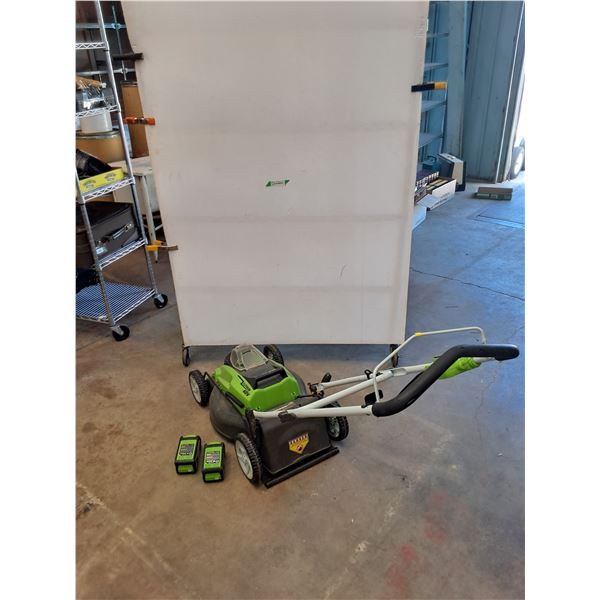 *Greenworks Lithium 40V Lawn Mower & (2) Batteries, Pickup Only