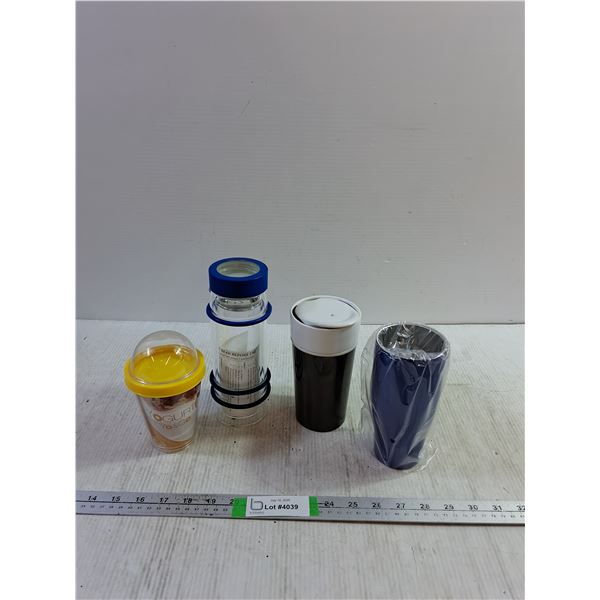 Thermosteel Water Bottle 6.5''x3'', Yogurt Cup 6''x3'', (2) Water Bottles