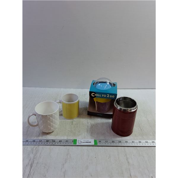 (2) Mugs up to 5''x3.5'', Yogurt Cup To-Go, Thermal Cup