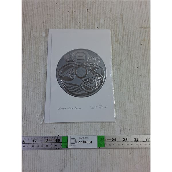 Bill Reid Haida Wolf Drum Art Card 6'x9'