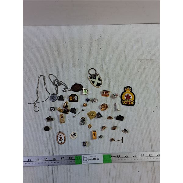 Various Pins ang Keychains up to 2.5''x1.5''