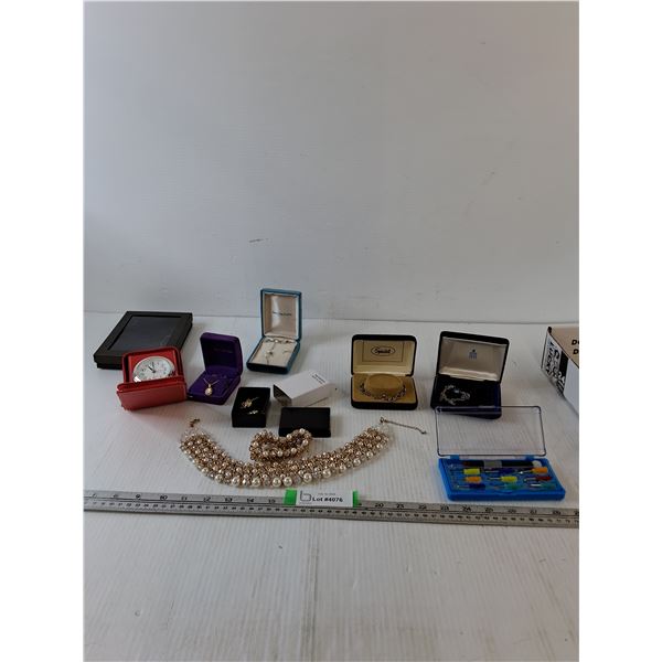 Various Pieces of Jewelry and Small Set of Screwdrivers