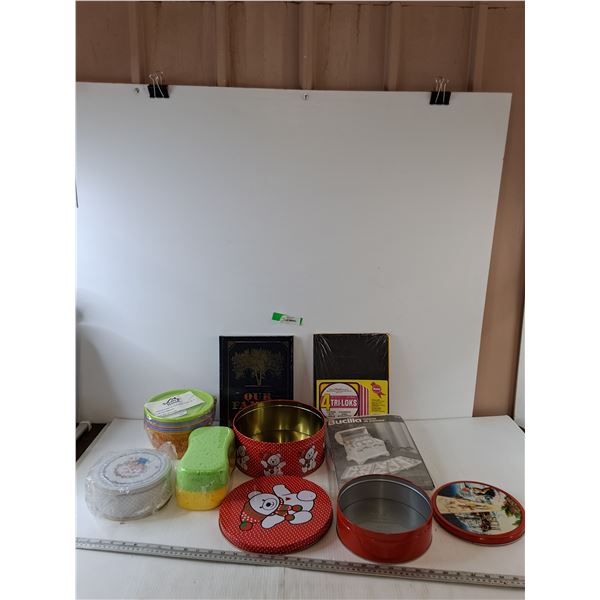 (3) Metal Containers, (2) Sponges, Family Tree Book, Pack of 4 Tri-Lok Folders