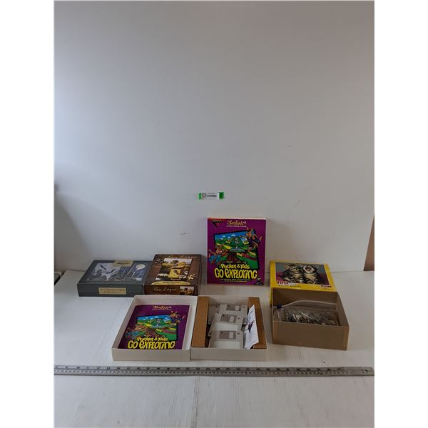 (2) Sealed Jigsaw Puzzles, (1) Opened As-Is, Apple Computer Educational Game with Floppy Disks