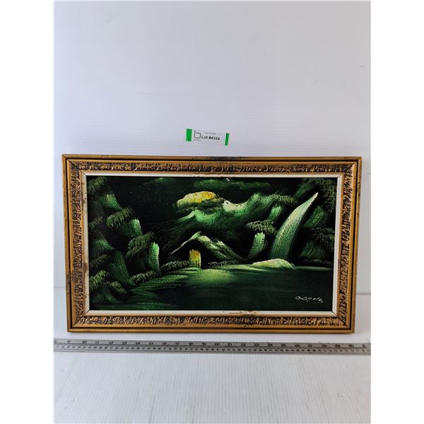 Painting of Moss Cavern with Waterfall