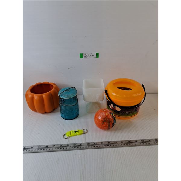 Ceramic Pumpkin, Halloween Candle,Candy Bucket, Square Goblet