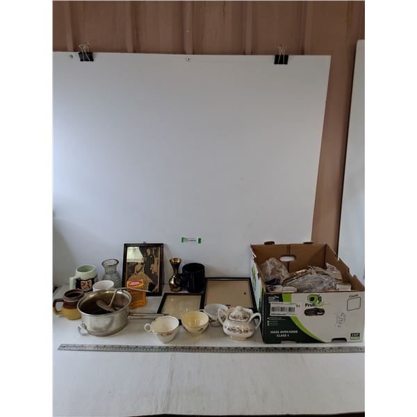 Photo of Queen Elizabeth II, 4 Mugs, (4) Picture Frames, (2) Vases, (3) Teacups, Misc