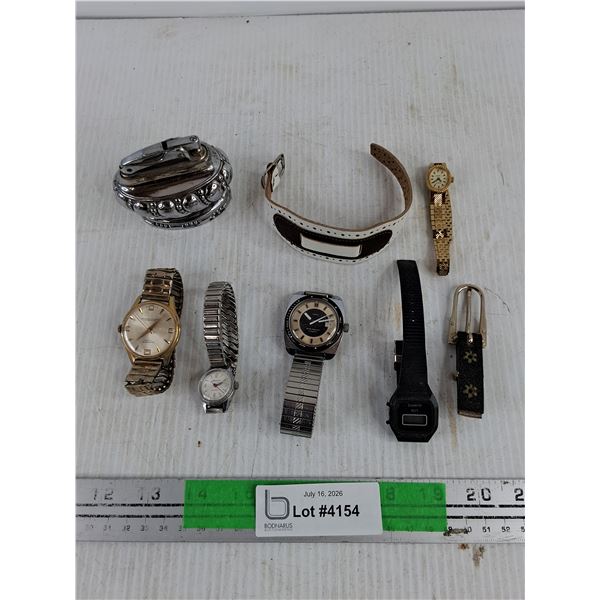 Assorted Quartz & Digital Watches, Desk Lighter - As Is