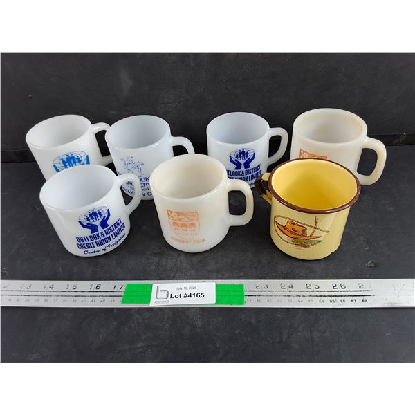 Milk Glass & Enamel Mugs