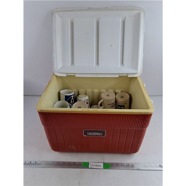 Thermos Cooler 19" x 13" x 12" & Assorted Ceramic Mugs , PICKUP ONLY