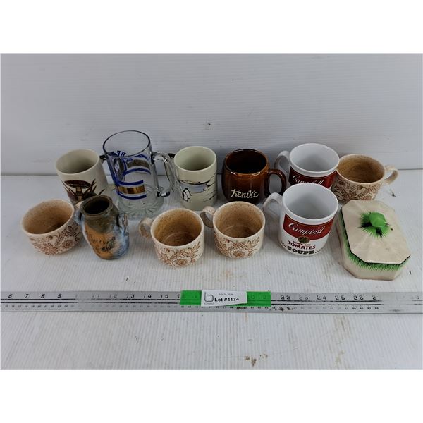 Ceramic Mugs, Glass Beerstein, Butter Dish Lid, Vase